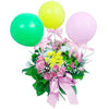 Μπουκέτο με λουλούδια και μπαλόνια για νεογέννητο!