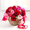 Basket with Seasonal Flowers in Bold Colors