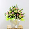 Basket with flowers in Pink and Lime