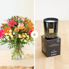 Colorful seasonal bouquet and Esteban scented candle