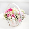 Basket with Seasonal Flowers in Light Colors