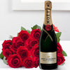 15 Red Roses with a Bottle of Champagne
