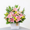 Composition with Pink Lilies & Other Seasonal Flowers