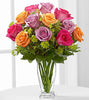 Bouquet of Roses in Different Colors in a Vase