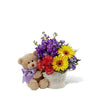 For you! Basket with Flowers and Teddy Bear