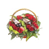 Basket with Red Roses and Drinks