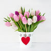 Bouquet of 12 wonderful tulips in white, pink and purple shades.